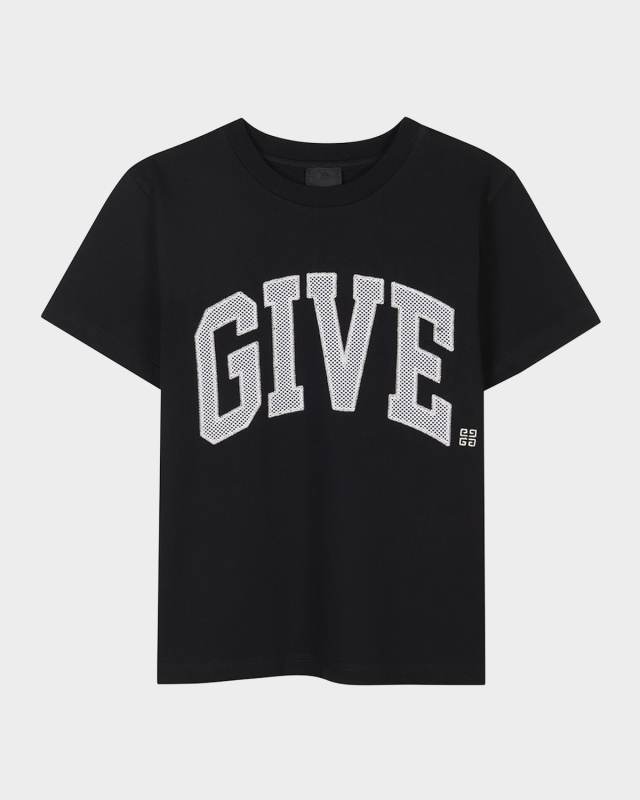 Boy's Embroidered Wrap Around Logo-Print T-Shirt, Size 8-14